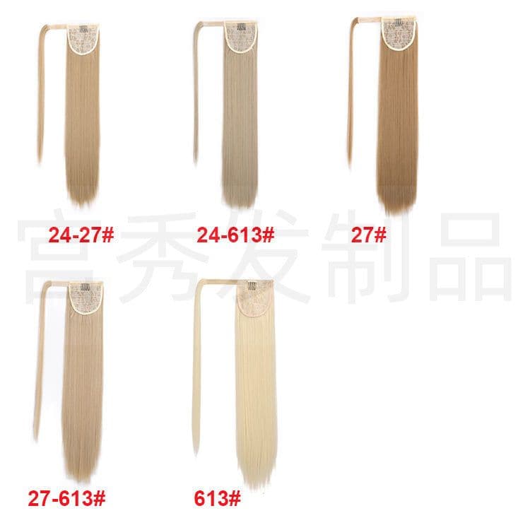 image-European and American wig ponytail straight hair extension Velcro chemical fiber ponytail female wig ponytail hair