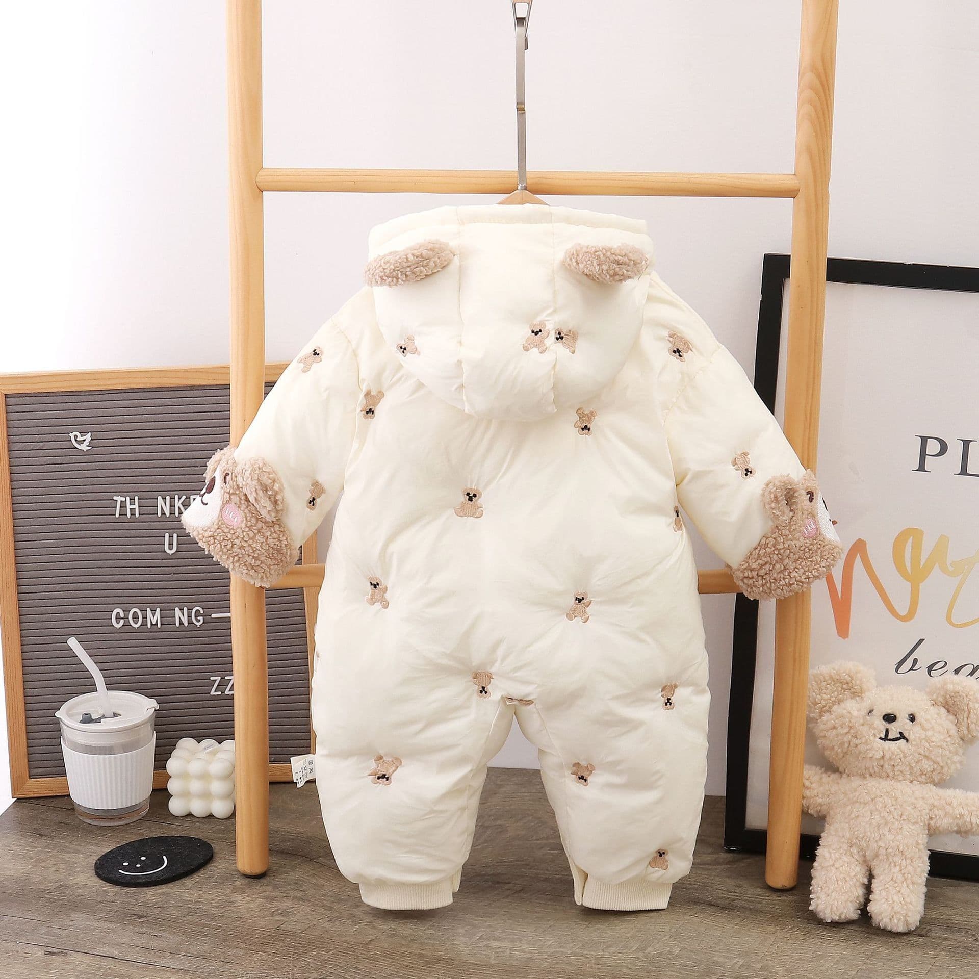 image-Baby Winter Jumpsuit - White Hooded 90cm