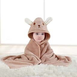 image-Mu Mu Xiong Baby Swaddle Quilt - Elk Coffee Coral Fleece 105cm Newborn