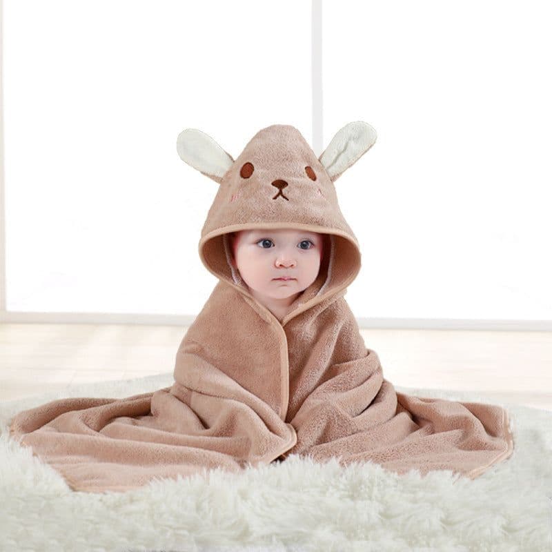 image-Mu Mu Xiong Baby Swaddle Quilt - Elk Coffee Coral Fleece 105cm Newborn