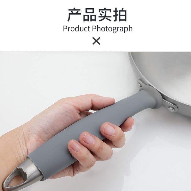image-Silicone Anti-Scalding Wok Handle Cover - Large Size, Silica Gel, Stainless Steel Compatible