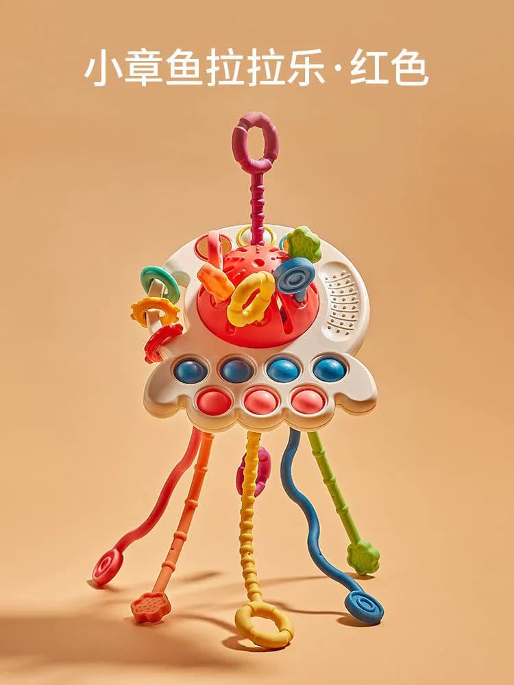 image-Baby Puzzle Fun Finger Pumping Toys Can Be Pressed And Bite Enlightenment Early Education Octopus Lala Toys
