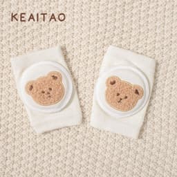 image-Cute baby knee pads for boys and girls crawling protective gear baby toddler anti-fall pure white sponge elbow pads summer thin