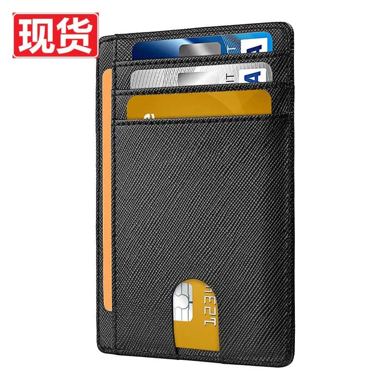 image-Genuine Leather RFID Card Holder - Black 8 Slot