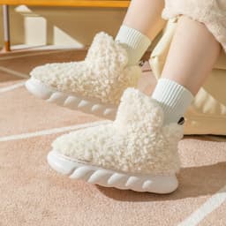 image-Peach·Yin Cotton Slippers - Bean Paste 44-45