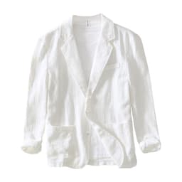 image-Men's 100% Linen Suit Jacket - White Casual