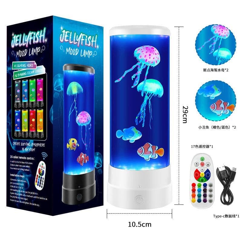 image-Jellyfish LED Night Light - Colorful Remote Control Desk Lamp