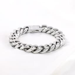image-Cross-border supply European and American punk heavy motorcycle style men's domineering 14mm polished titanium steel Cuban chain bracelet spot