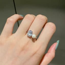 image-Cross-border new s925 silver ring female European and American fashion creative jewelry diamond zircon pearl ring manufacturers wholesale