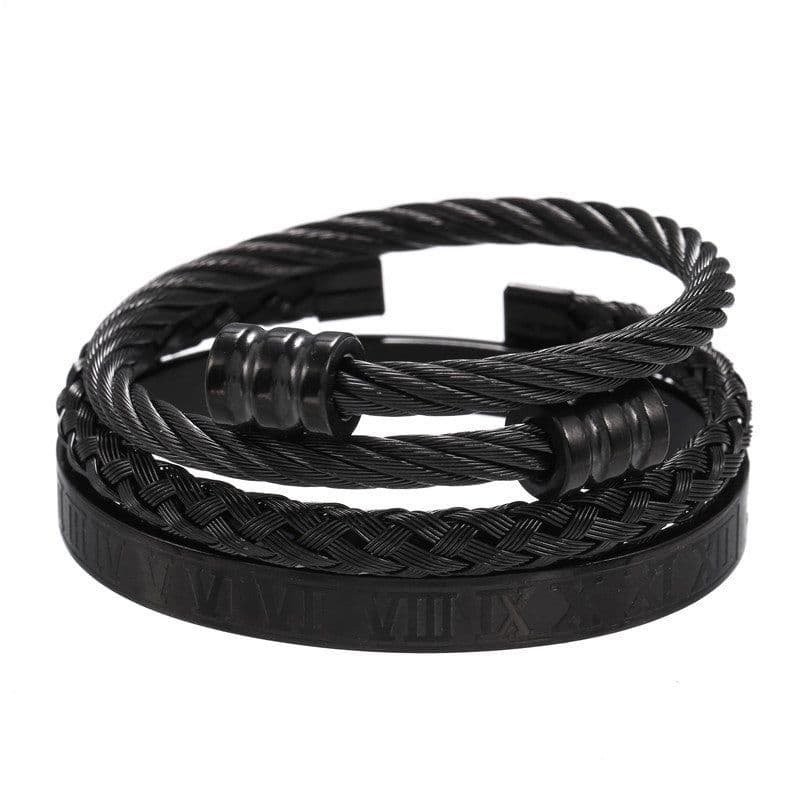 image-Stainless Steel Geometric Bracelet Men - Retro