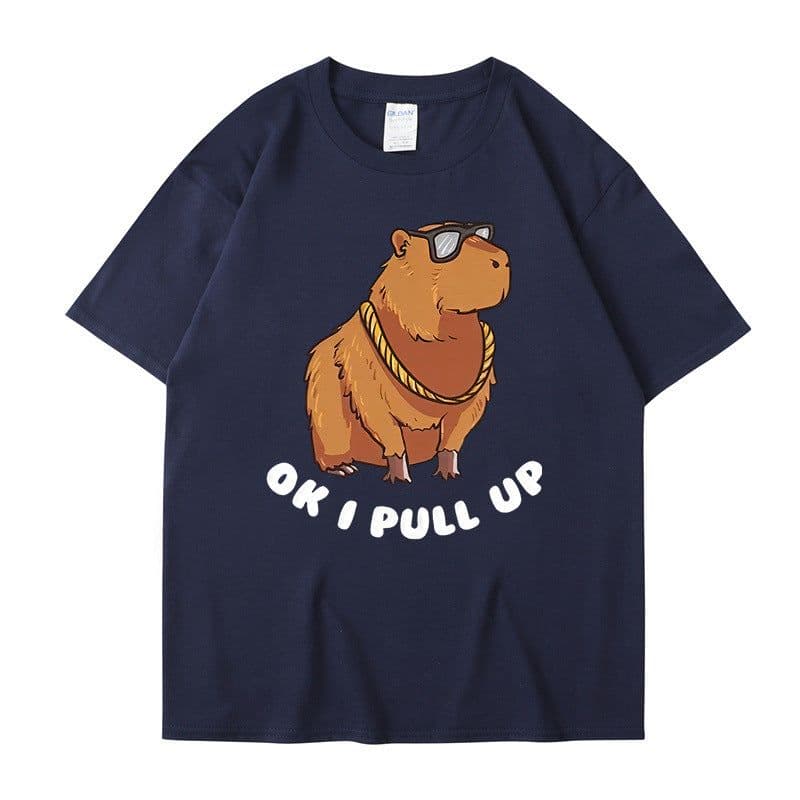 image-Cross-border independent station new summer cartoon cute Harajuku style printed cotton short-sleeved men's and women's T-shirt tops