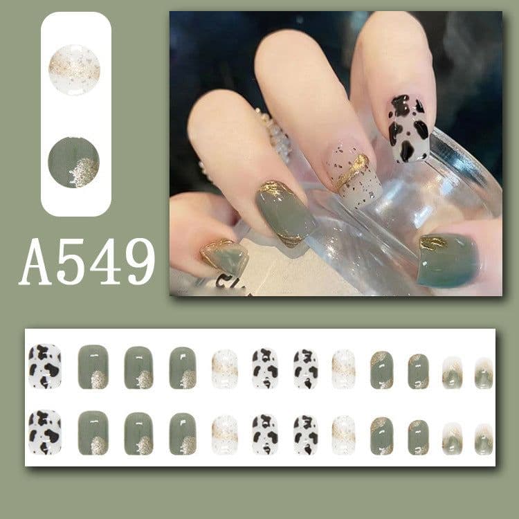 image-Summer fresh, sweet and cool style manicure, wearable nail pieces, French line blending, removable fake nail pieces, finished products wholesale
