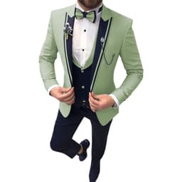 image-Cross-border new men's suit three-piece lapel slim wedding groom best man suit men's suit