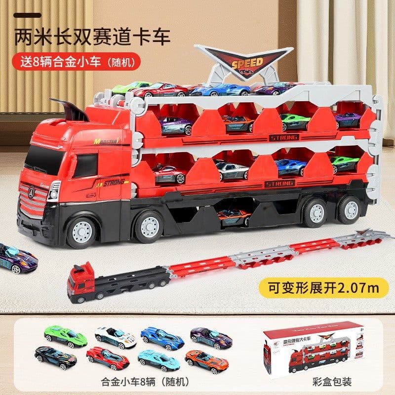 image-Educational Alloy Deformation Catapult Truck with Track Storage
