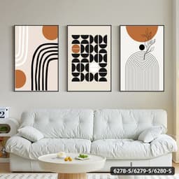 image-Modern Minimalist Living Room Morandi Abstract Sofa Background Wall Three-piece Painting