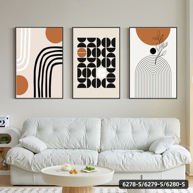 image-Modern Minimalist Living Room Morandi Abstract Sofa Background Wall Three-piece Painting