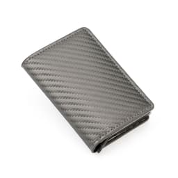 image-Amazon men's card bag straw mat pattern card holder men's business metal wallet aluminum alloy multi-card slot automatic card box