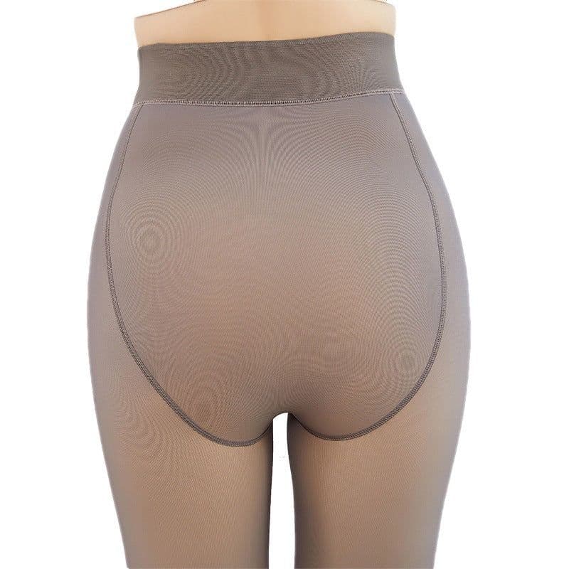 image-Plus fat plus size fake meat pantyhose stewardess gray transparent skin leggings plus cashmere thickened warm one-piece pants wholesale