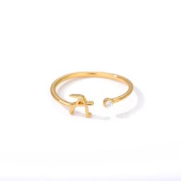 image-Cross-border simple letter ring English letter ring women's opening adjustable ring name ring spot