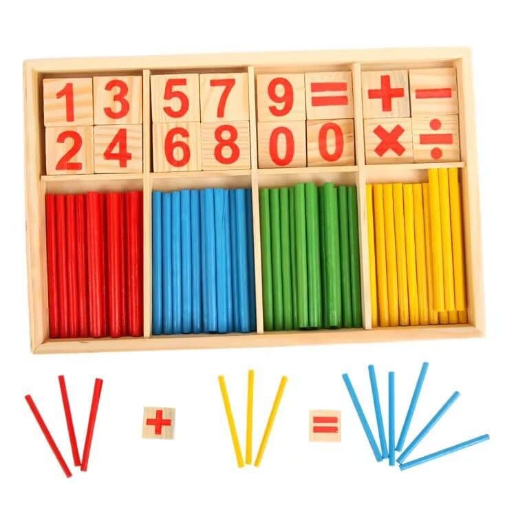 image-Long Way Wooden Number Counting Sticks 23.5cm