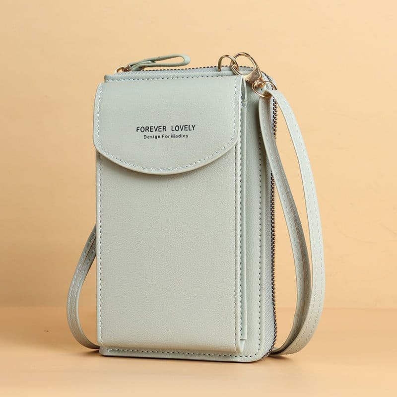image-Sweet Vertical Messenger Bag - Light Blue PU Leather