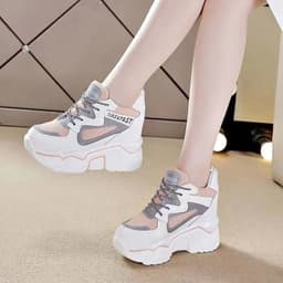 image-2022 daddy shoes women's ins comfortable high-heeled casual wear-resistant thick bottom heightening net red new sports shoes women Korean version