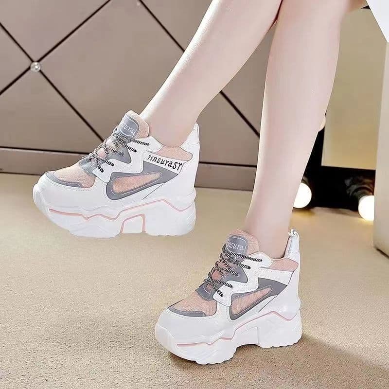 image-2022 daddy shoes women's ins comfortable high-heeled casual wear-resistant thick bottom heightening net red new sports shoes women Korean version