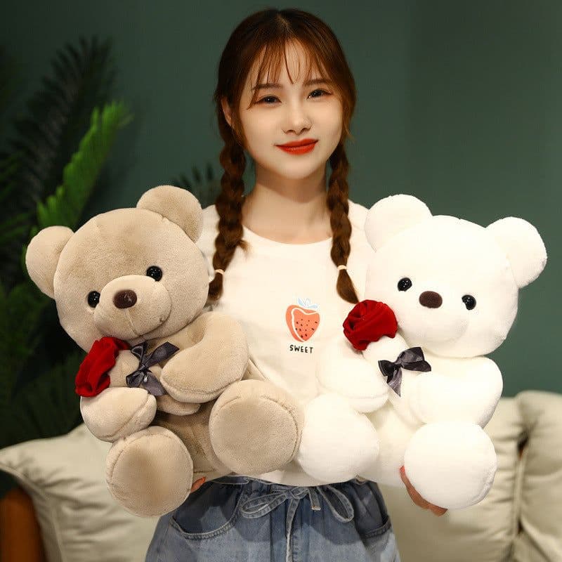 image-Cartoon Rose Teddy Bear Plush Toy - Valentine's Gift