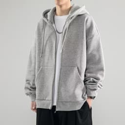 image-Men's Hooded Cardigan Sweatshirt - Dark Gray, 5XL, Loose Fit