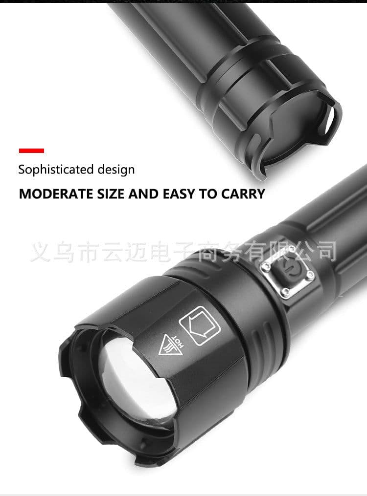 image-Cross-border P70 zoom flashlight upgrade TYPE-C USB charging with output XHP70 strong light P90 flashlight