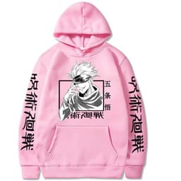 image-Gojo Satoru Anime Hoodie - Black Fleece Pullover