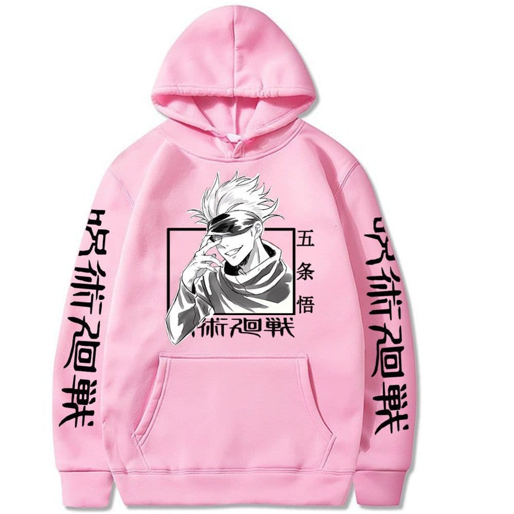 image-Gojo Satoru Anime Hoodie - Black Fleece Pullover