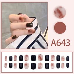 image-Autumn and winter gentle and pure desire simple style wearable manicure patches short, medium and long style white removable fake nail patches