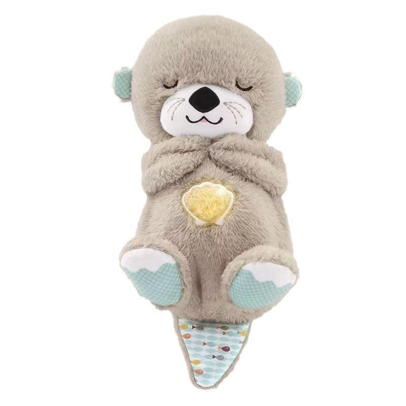 image-Blue Breathing Plush Otter Bear Toy with Music/Voice