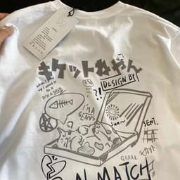 image-White Cotton T-Shirt Women's Short Sleeve Anime