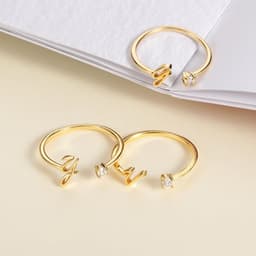 image-Cross-border simple letter ring English letter ring women's opening adjustable ring name ring spot
