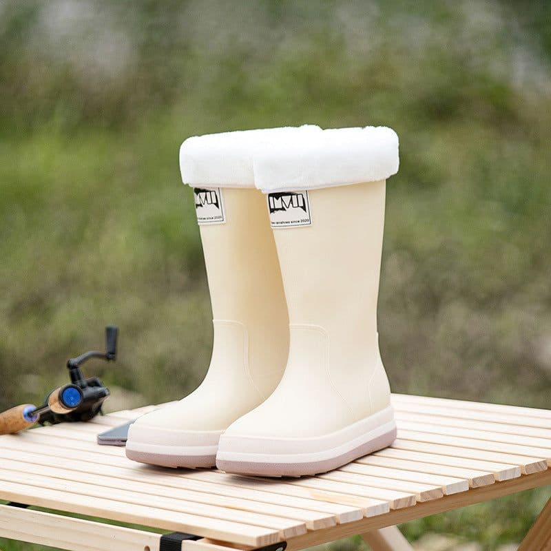 image-Women's Rain Boots Green Waterproof High Tube
