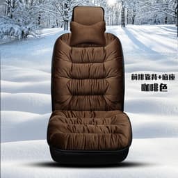 image-Plush winter car seat cushion three pieces down cotton full car cover cushion cover thick universal car cushion wool cushion winter