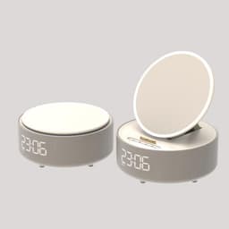 image-Multifunctional Wireless Cosmetic Mirror with Bluetooth Speaker & Alarm Clock