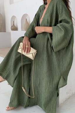 image-Women's Pleated Top & Casual Pants Set - Polyester
