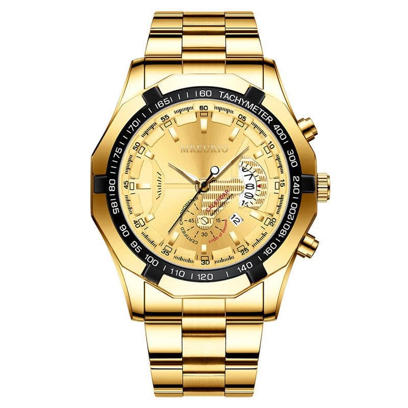 image-Men's Watch - Large Dial Steel Band Calendar