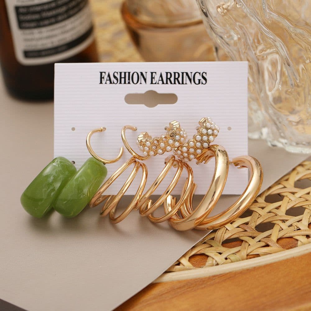 image-European and American cross-border earrings retro alloy butterfly snake earrings creative simple acrylic earrings set
