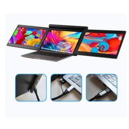 image-13.3-inch one-line connection three-screen display notebook expansion screen stock trading office mobile portable workbench