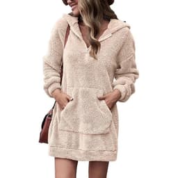 image-Women's Fleece Hoodie Jacket - Loose Fit Long Sleeve 3XL