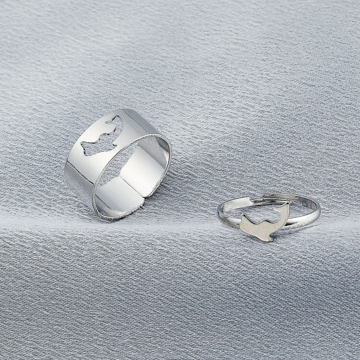 image-European Retro Couple Airplane Love Ring - Simple Hollow Design, Adjustable, Alloy Jewelry for Women