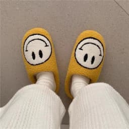 image-Women's Plush Slippers - Lightning Blue Smiley