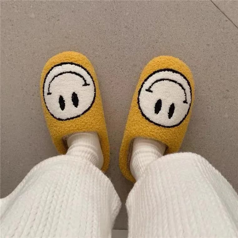 image-Women's Plush Slippers - Lightning Blue Smiley