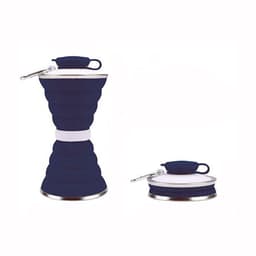 image-Silicone Folding Water Bottle 500ml - Navy Blue