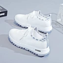 image-New Women's Running Shoes, White, Mesh, Flat Sole, Size 40
