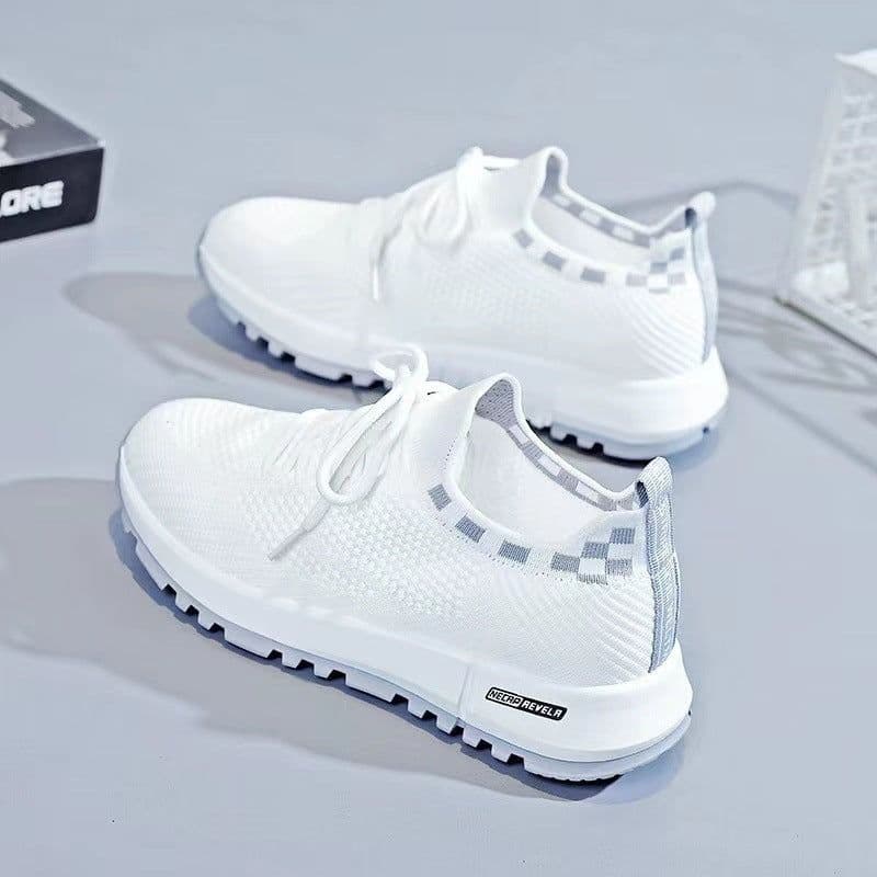 image-New Women's Running Shoes, White, Mesh, Flat Sole, Size 40